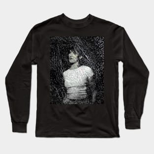 Beautiful girl, grayscale, grainy texture. Slight green or gold on face. Dark and beautiful. Long Sleeve T-Shirt